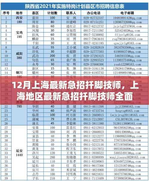 12月上海最新急招扦脚技师，上海地区最新急招扦脚技师全面评测与介绍