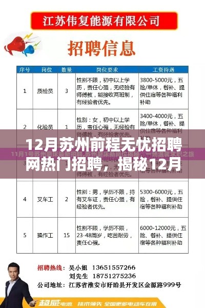 揭秘,苏州前程无忧招聘网十二月热门职位信息汇总